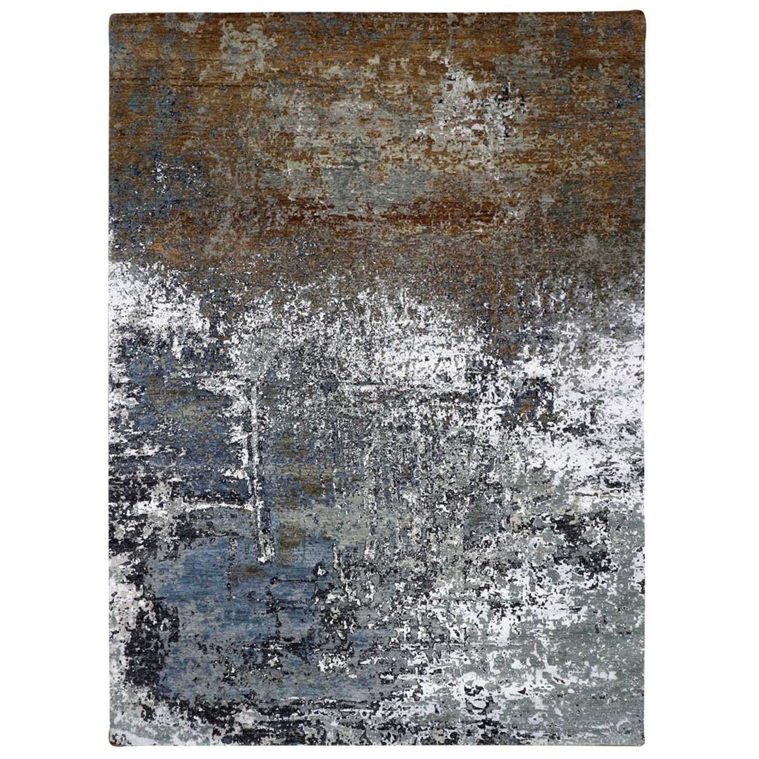 9'0" x 12'4" | Grey Copper Abstract | Wool and Silk | 25130