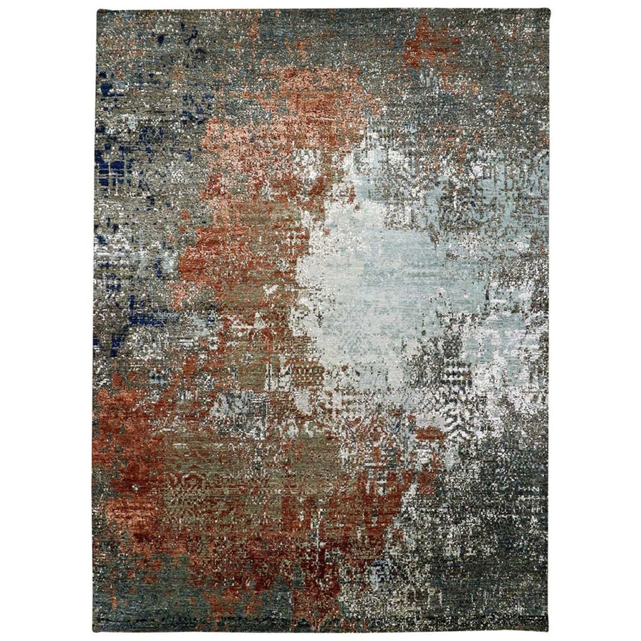9'0" x 12'1" | Green Abstract | Wool and Silk | 25131