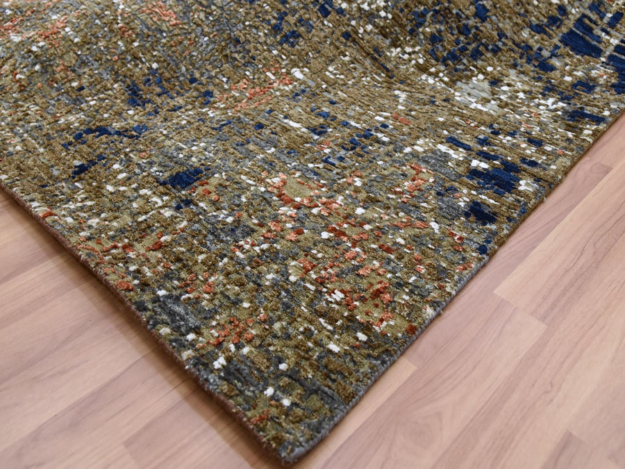 9'0" x 12'1" | Green Abstract | Wool and Silk | 25131