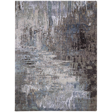 9'0" x 12'3" | Grey Blue Abstract | Wool and Silk | 25134