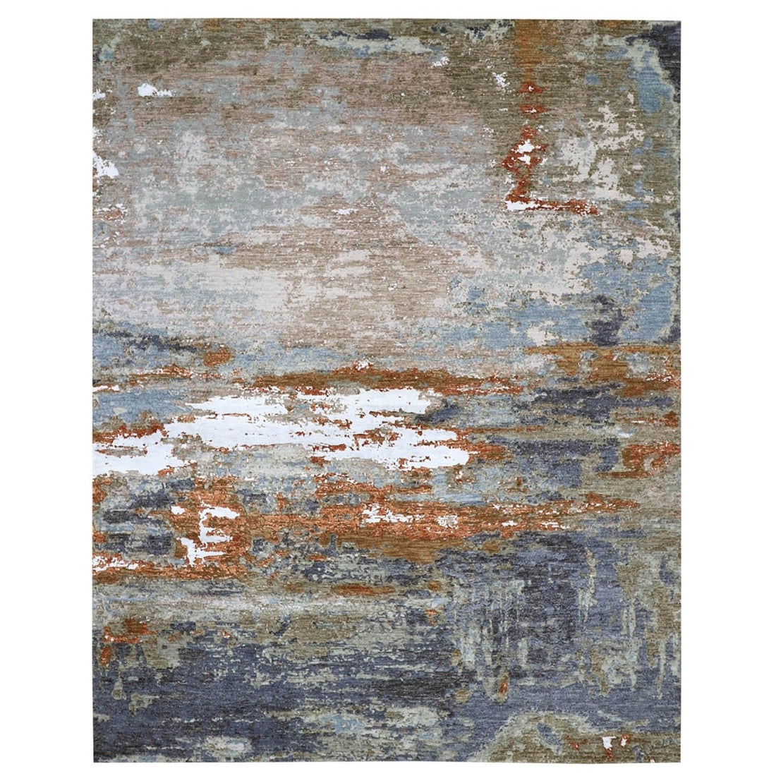 8'1"x 10'2" | Slate Rust Abstract | Wool and Silk | 25152