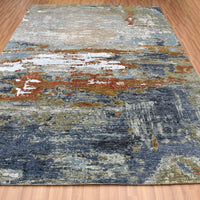8'1"x 10'2" | Slate Rust Abstract | Wool and Silk | 25152