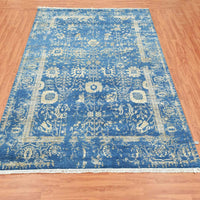 6'0" x 9'2" | Blue Erased Persian | Wool and Silk | 25161