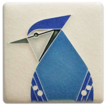 Motawi Blue Jay in Cream - 3x3