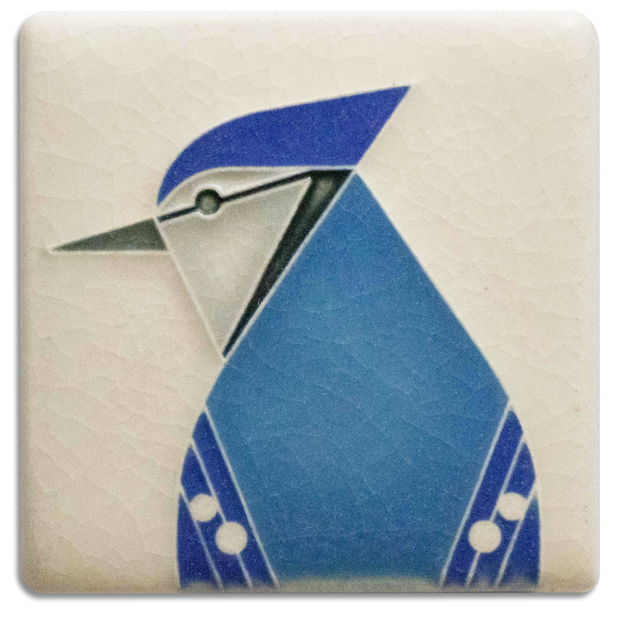 Motawi Blue Jay in Cream - 3x3