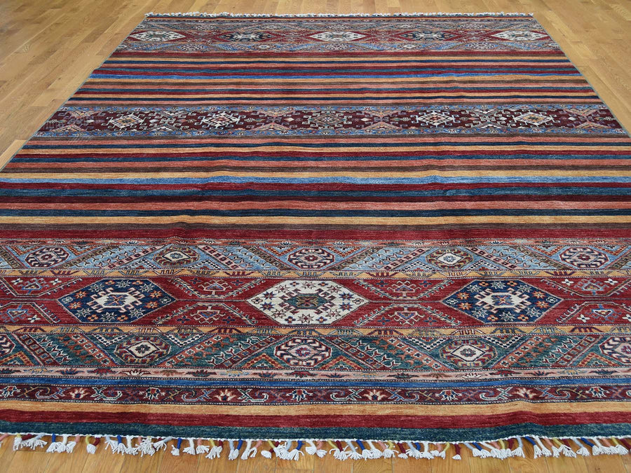 8'3"x11'8" | Multicolored Kazak | Wool | 21322