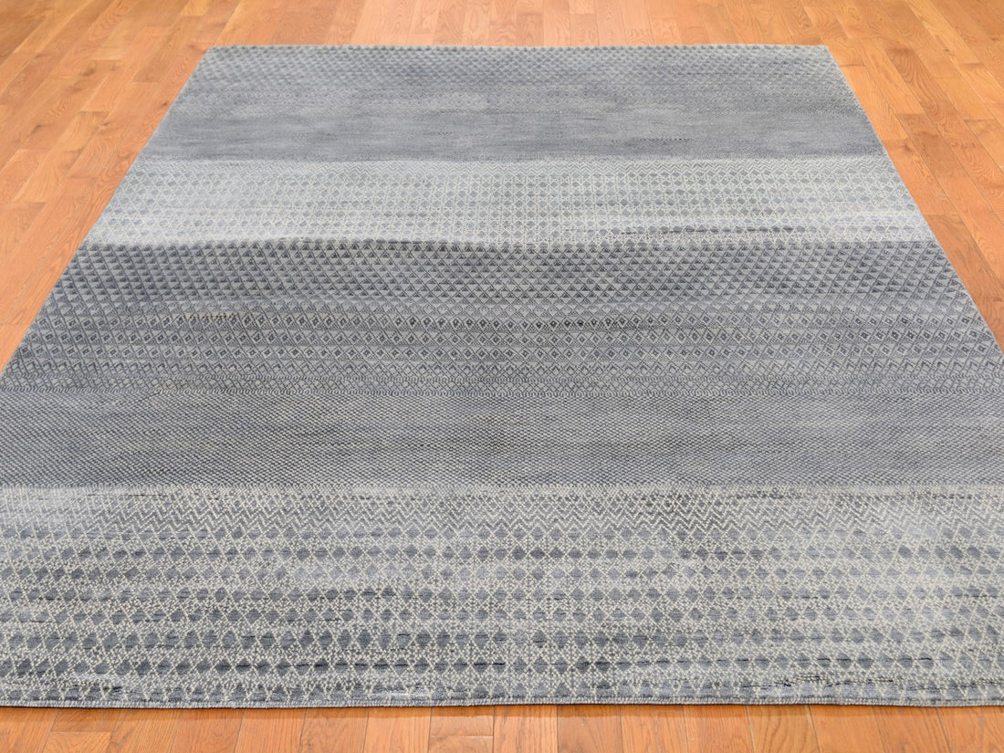 6'1"x9'0" | Gray Grass | Wool and Silk | 21327