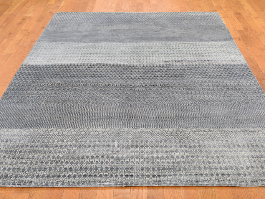 6'1"x9'0" | Gray Grass | Wool and Silk | 21327