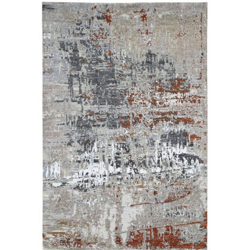 6'0"x8'7" | Gray Abstract | Wool and Silk | 21328