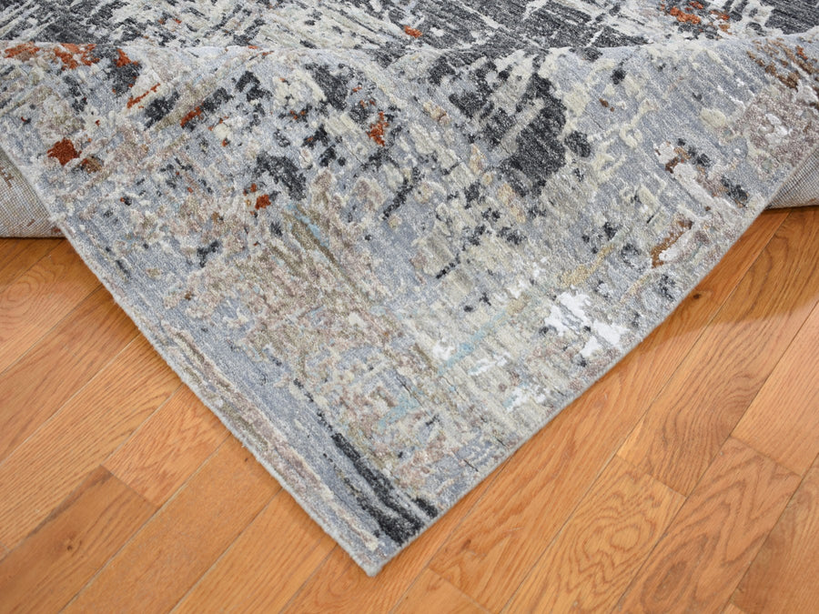 6'0"x8'7" | Gray Abstract | Wool and Silk | 21328