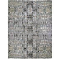 11'10"x14'10" | Silver Abstract Rug | Wool and Silk | 20443