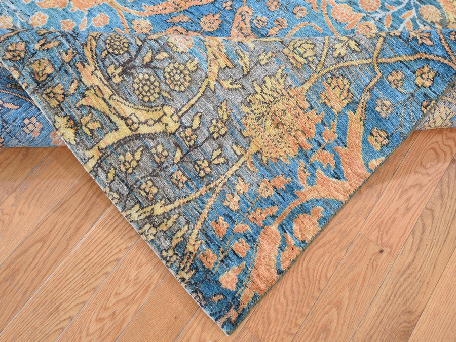 5'5"x7'9" | Blue Transitional Rug | Wool and Silk | 21329