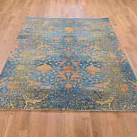 5'5"x7'9" | Blue Transitional Rug | Wool and Silk | 21329