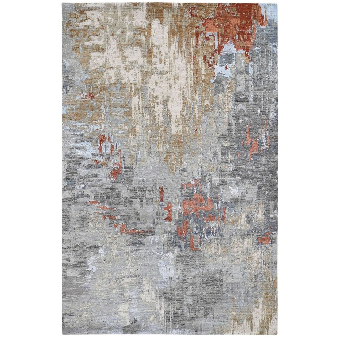 6'1" x 8'10" | Abstract Red | Wool and Silk | 19273