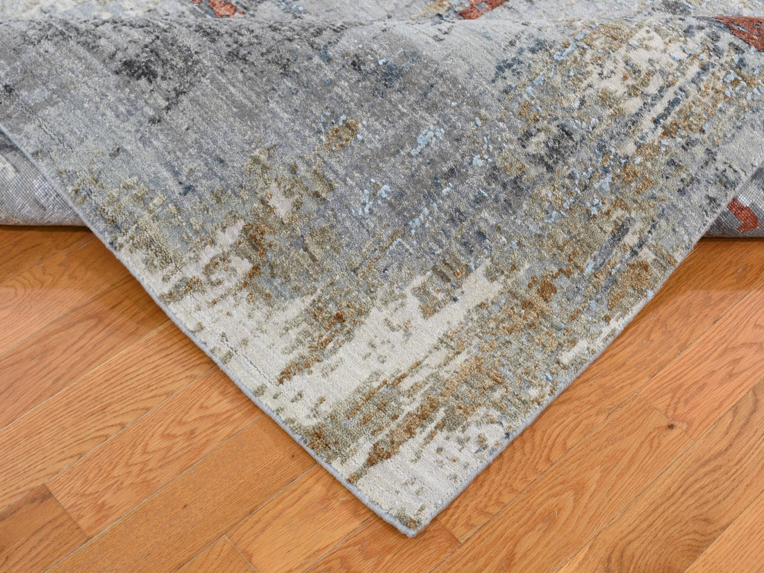 6'1" x 8'10" | Abstract Red | Wool and Silk | 19273