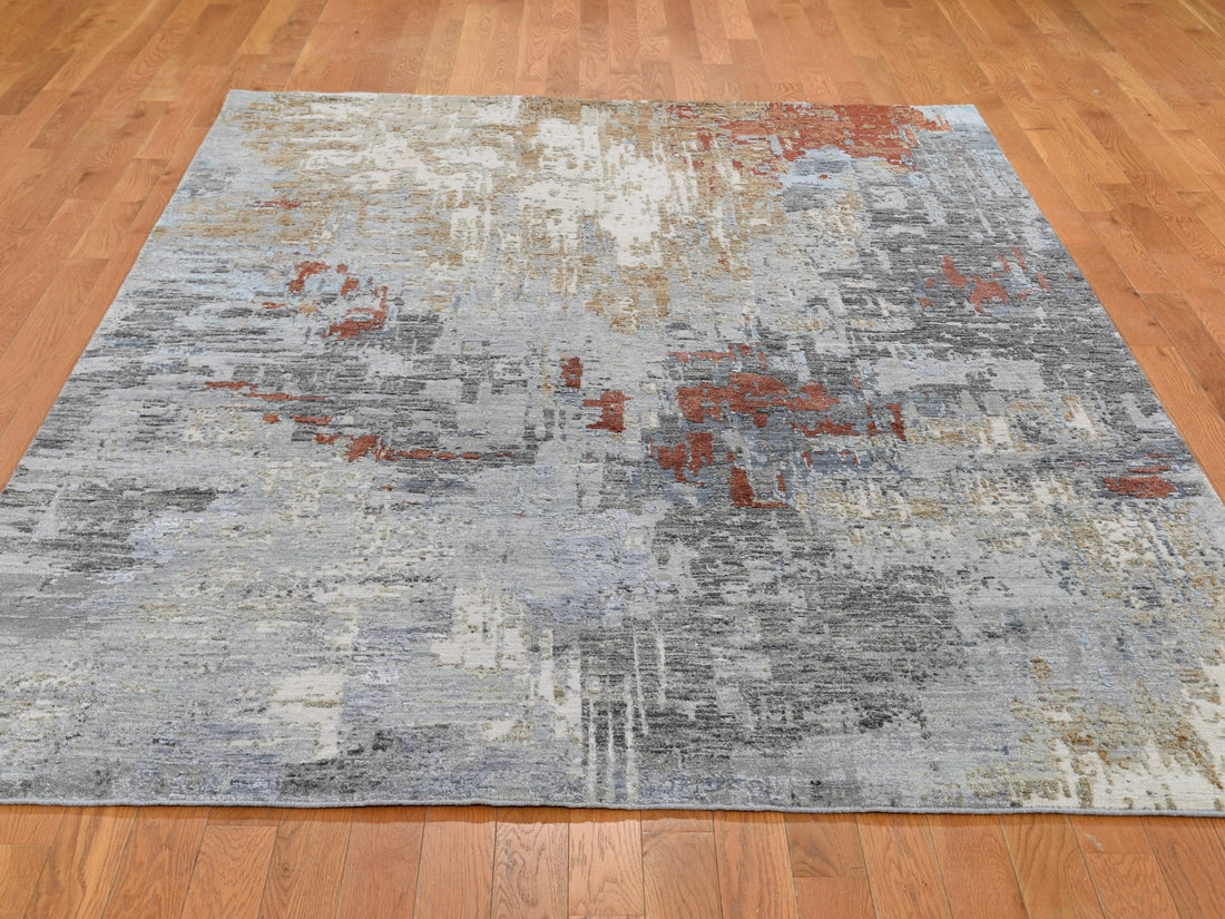 6'1" x 8'10" | Abstract Red | Wool and Silk | 19273