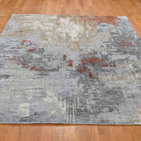 6'1" x 8'10" | Abstract Red | Wool and Silk | 19273