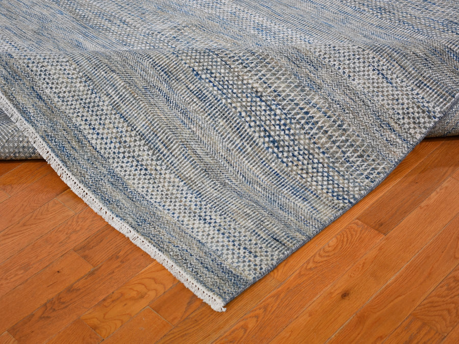 9'1"x12'0" | Blue Rug | Wool and Silk | 21314