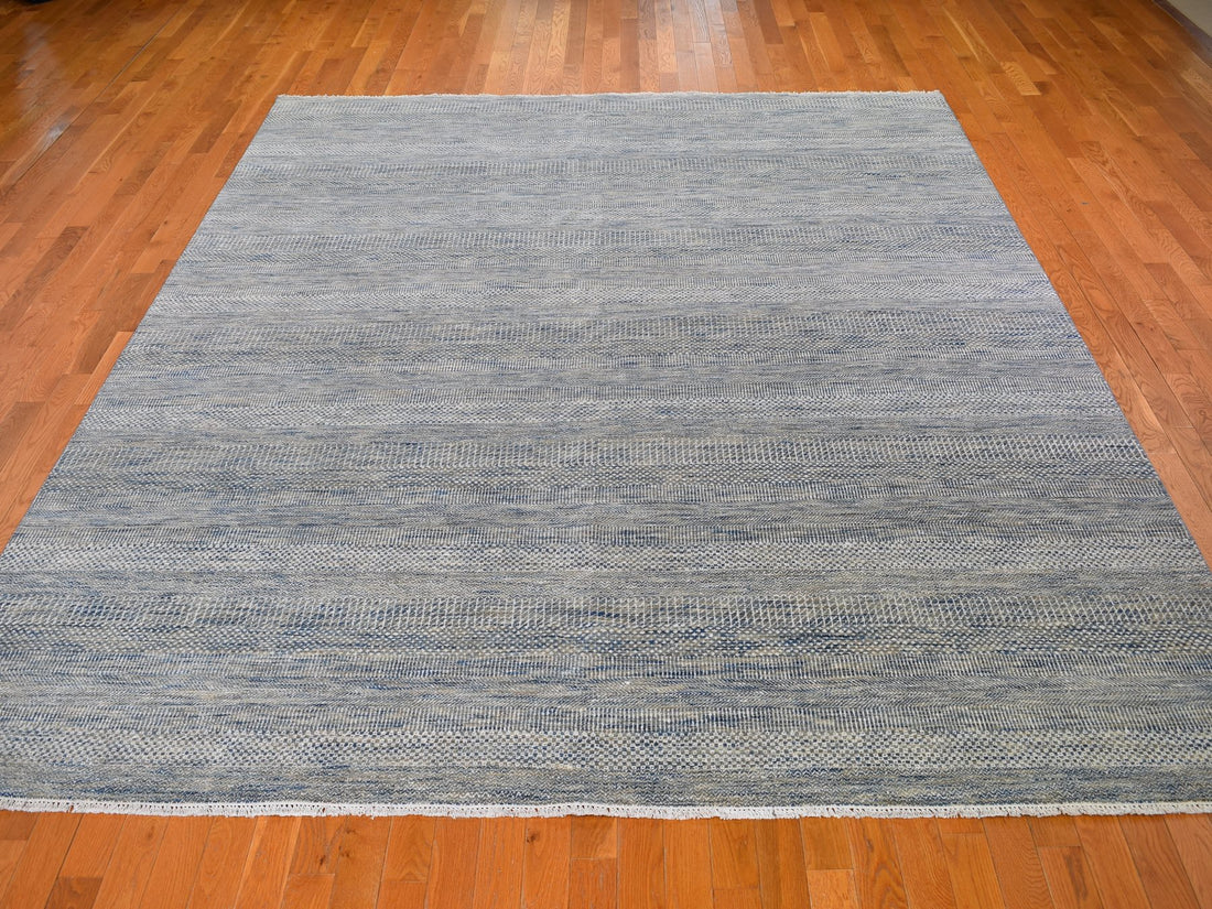 9'1"x12'0" | Blue Rug | Wool and Silk | 21314