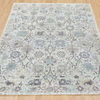 5'3"x7'2" | Ivory Transitional Rug | Wool and Silk | 21282