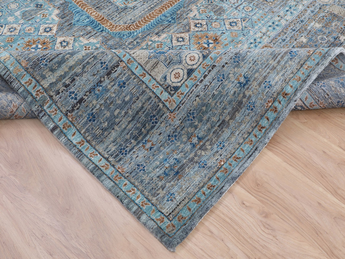 8'3"x10'1" | Blue Transitional Rug | Wool | 21263