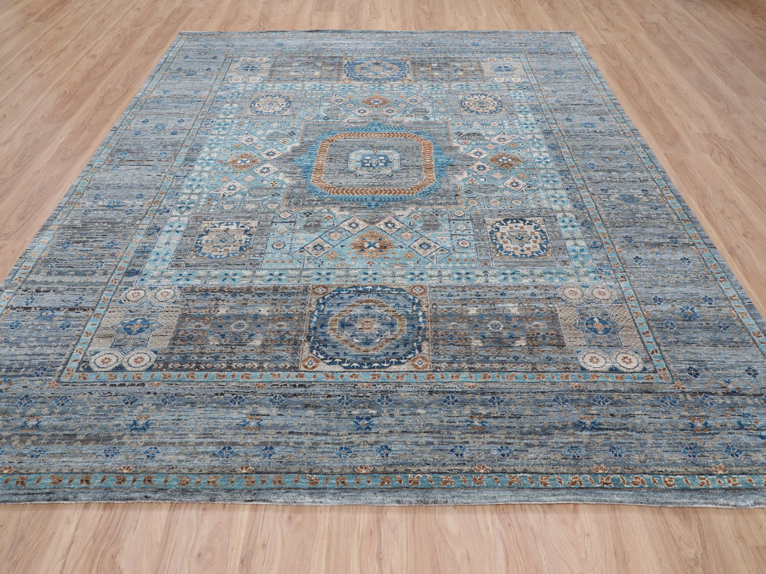 8'3"x10'1" | Blue Transitional Rug | Wool | 21263