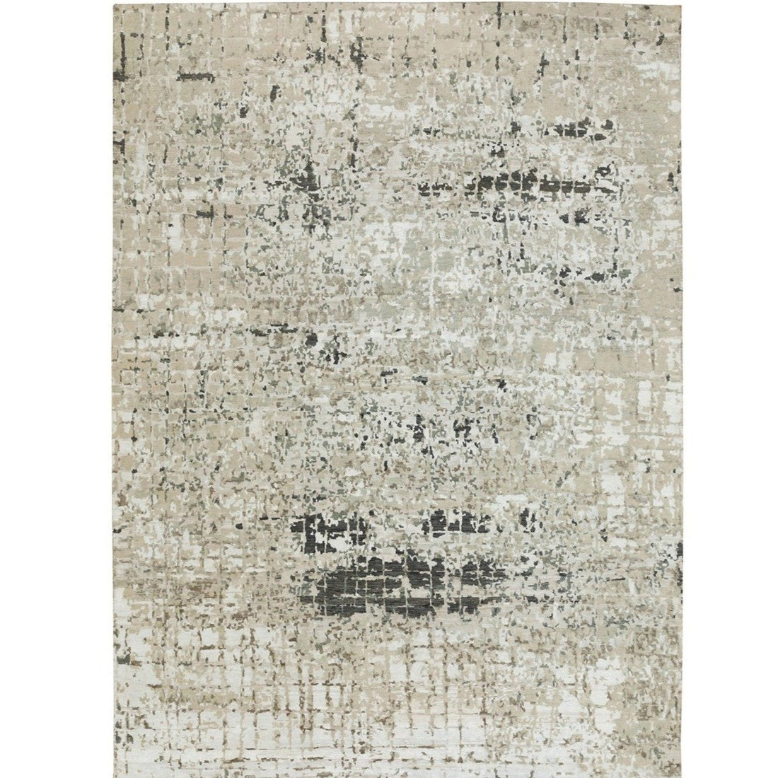 9'2"x11'9" | Taupe Modern Abstract | Wool and Silk | 21318