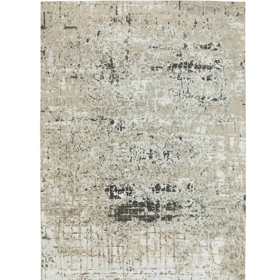9'2"x11'9" | Taupe Modern Abstract | Wool and Silk | 21318