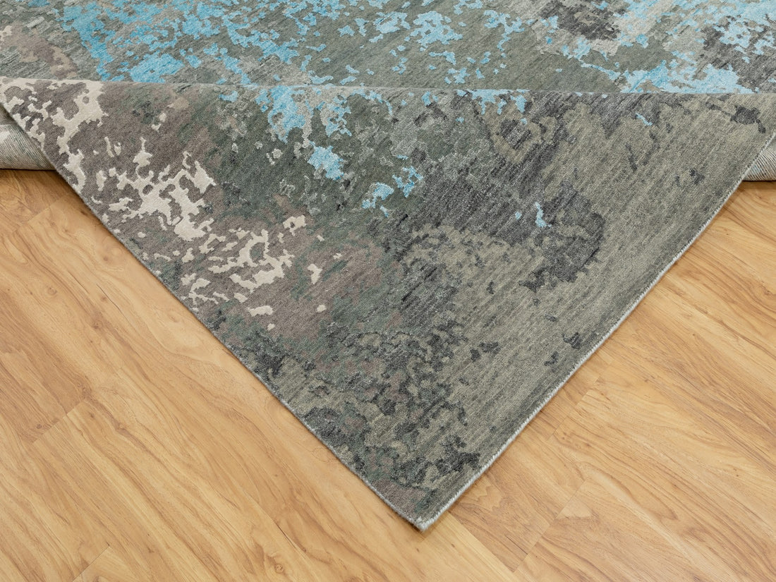 9'3"x11'9" | Blue Abstract | Wool and Silk | 21319