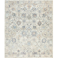 8'0"x10'0" | Ivory Transitional Rug | Wool and Silk | 21310