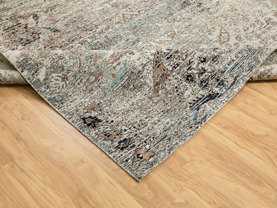 8'10"x12'0" | Gray Broken Erased Persian | Wool and Silk | 21315