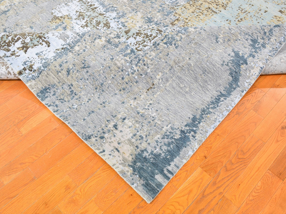 8'10"x12'2" | Grey Abstract | Wool and Silk | 21316