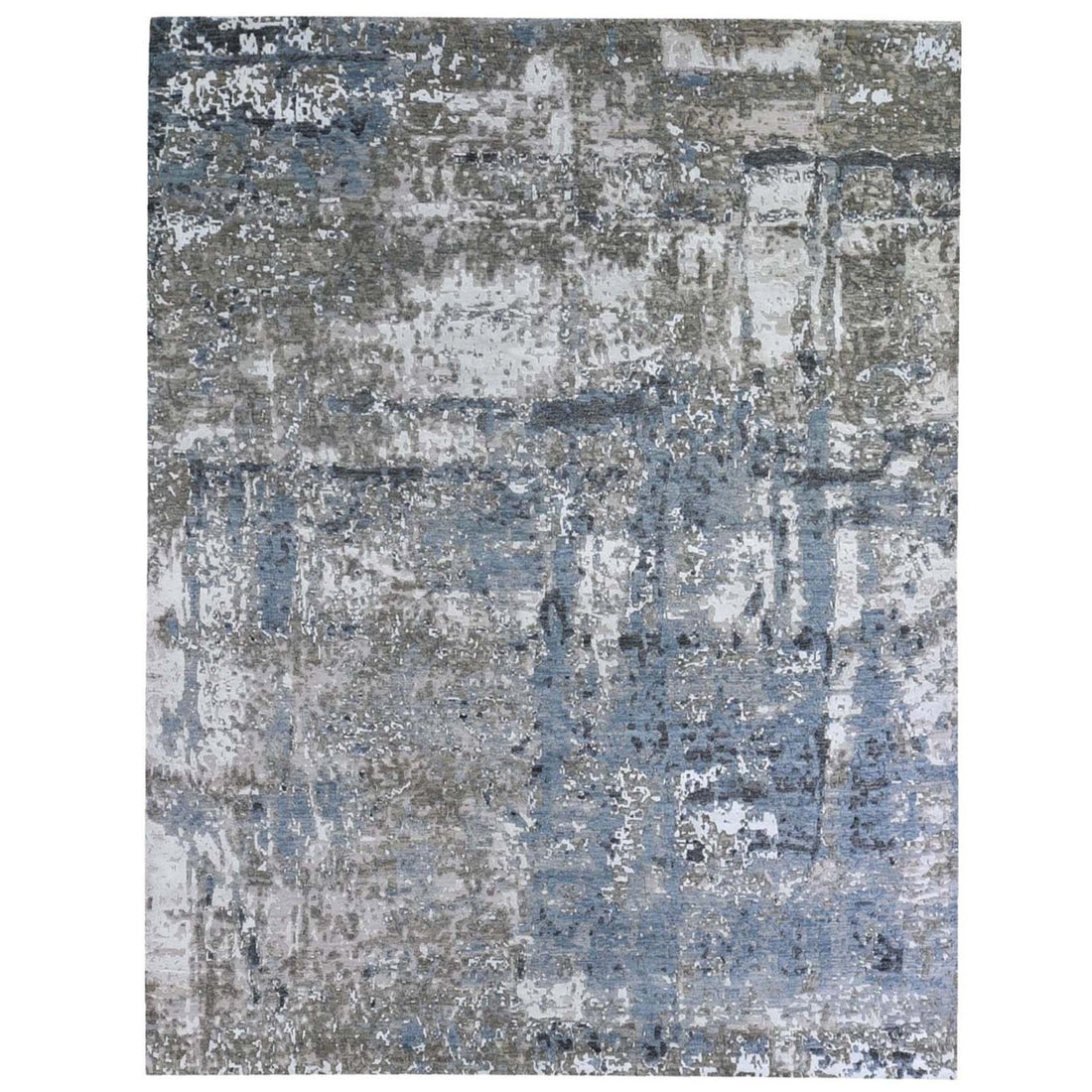 8'0" x 10'1" | Blue Abstract Rug | Wool and Silk | 21689