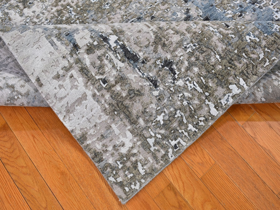 8'0" x 10'1" | Blue Abstract Rug | Wool and Silk | 21689