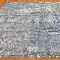 8'0" x 10'1" | Blue Abstract Rug | Wool and Silk | 21689