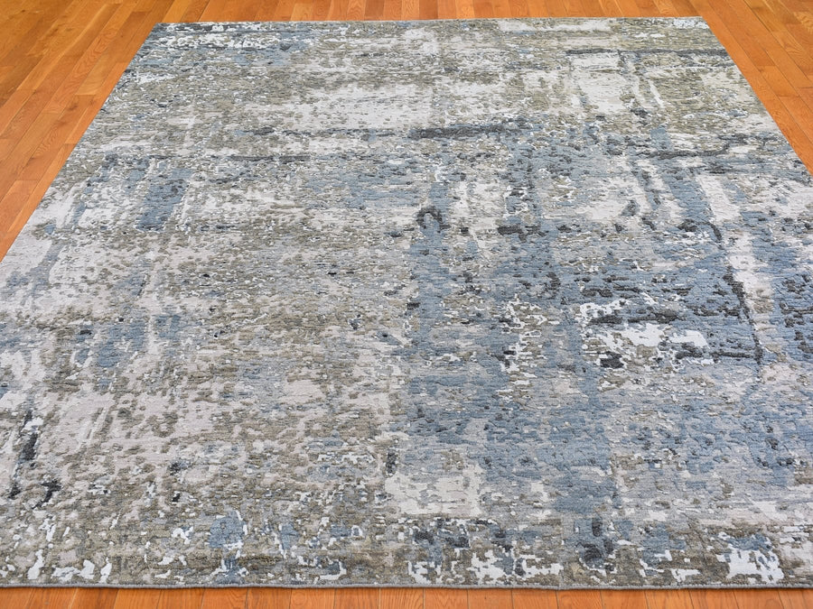 8'0" x 10'1" | Blue Abstract Rug | Wool and Silk | 21689