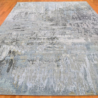 8'0" x 10'4" | Grey Abstract Rug | Wool and Silk | 21693
