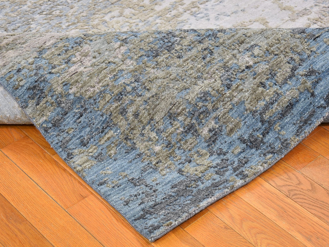 9'0" x 12'1" | Grey Abstract | Wool and Silk | 21701