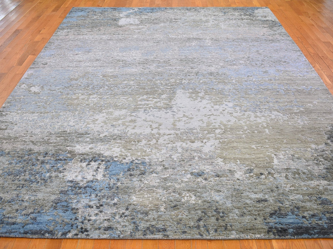 9'0" x 12'1" | Grey Abstract | Wool and Silk | 21701