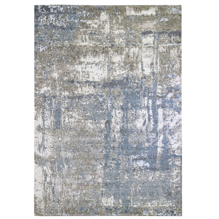 8'10" x 12'7" | Blue Abstract | Wool and Silk | 21699