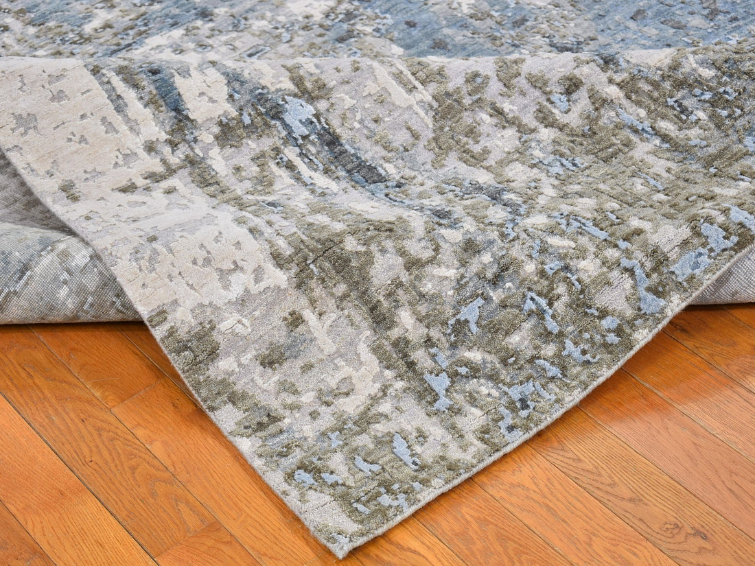 8'10" x 12'7" | Blue Abstract | Wool and Silk | 21699