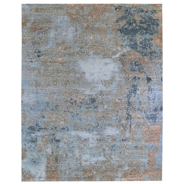 8'0" x 10'2" | Gray & Brown Abstract | Wool and Silk | 21696