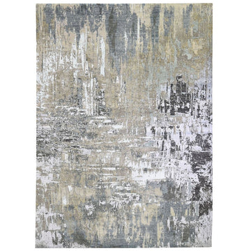 8'9" x 12'1" | Taupe Abstract | Wool and Silk | 21700