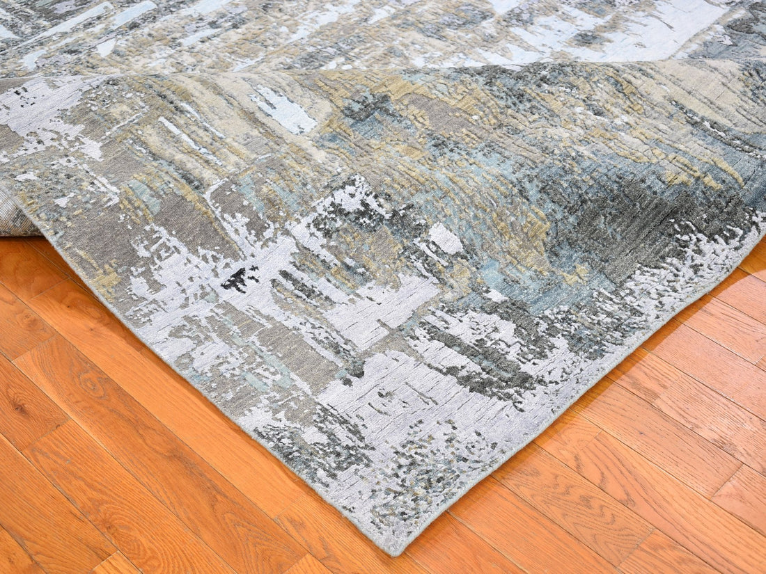 8'9" x 12'1" | Taupe Abstract | Wool and Silk | 21700