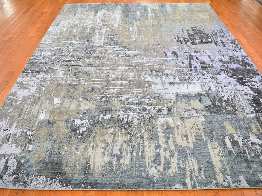 8'9" x 12'1" | Taupe Abstract | Wool and Silk | 21700