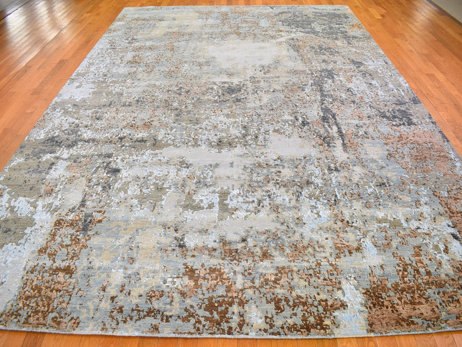 10'1" x 14'5" | Taupe Abstract | Wool and Silk | 21684