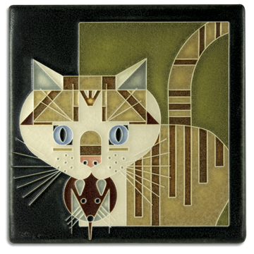 Motawi Barn Kitty in Green - 6x6