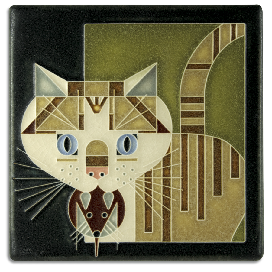 Motawi Barn Kitty in Green - 6x6