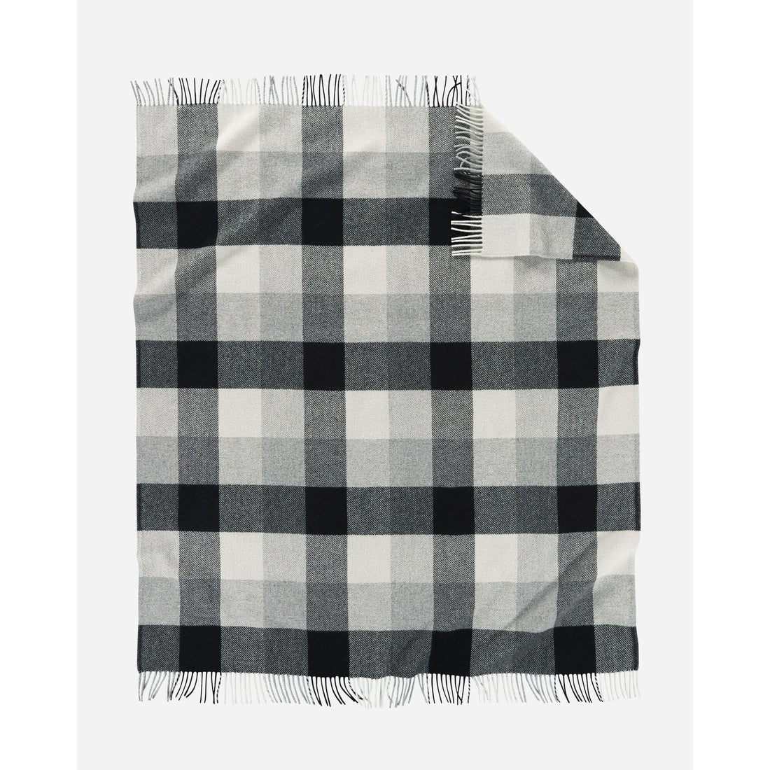 Eco-Wise Fringed Wool Throw | Black Ivory