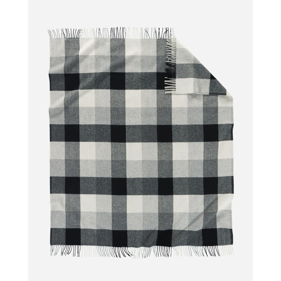 Eco-Wise Fringed Wool Throw | Black Ivory